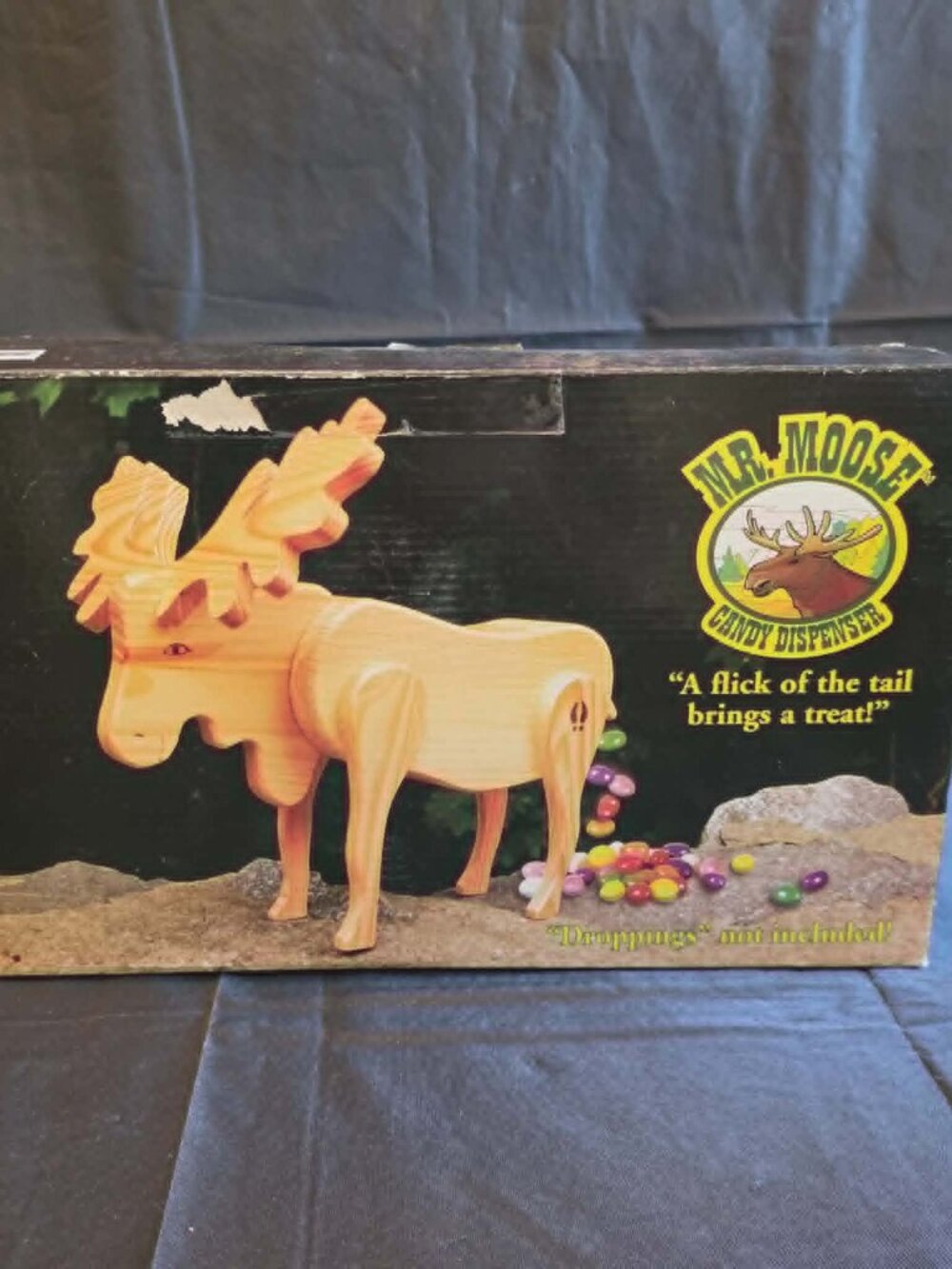 MR MOOSE CANDY DISPENSER POOPS CANDY WOODEN NEW WITH BOX